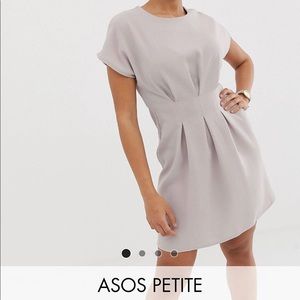 grey asos petite nipped waist mini dress